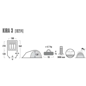 Намет High Peak Kira 3 Dark Grey /Red - фото 50063
