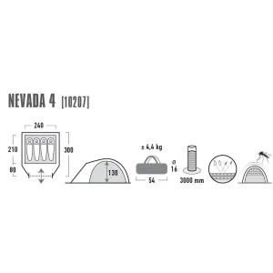 Намет High Peak Nevada 4 Dark Grey /Red - фото 50458