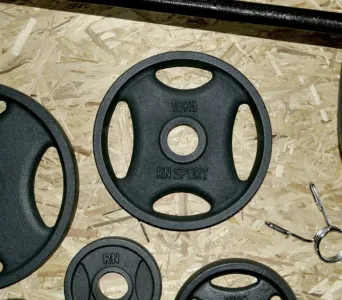 Професійний RN-Sport Rod з металевими дисками у порошковому фарбуванні 220 кг RN_Ch220 - фото 66463