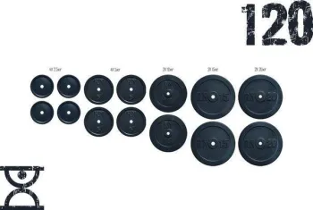 Набір 120 кг млинців (4x2.5, 4x5, 2x10, 2x15, 2x20) за корупцією 25.30.50 мм - фото 