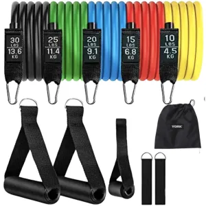 Набір еспандерів трубчастих з ручками York Fitness, 5 кольорів Y-80405 - фото 85190