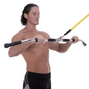 Ручка для верхньої тяги York Fitness 122см вигнута з гумовими рукоятками, хром Y-36160 - фото 85545