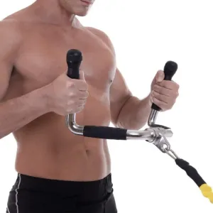 Ручка для тяги York Fitness багатофункціональна з гумовими рукоятками, хром Y-36161 - фото 85556
