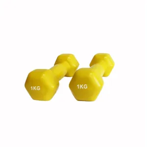 Гантель аеробна вінілова Fitnessport VDD-01-1кг жовтий - фото 87675