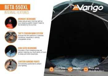 Намет п'ятимісний Vango Beta 550XL Mineral Green (TEUBETA00000002) - фото 93446