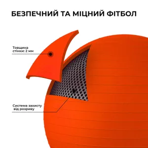 М'яч для фітнесу (фітбол) WCG 55 Anti-Burst 300кг Помаранчевий + насос (W-000-55) - фото 97437