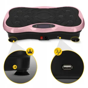 Віброплатформа для тренувань 4FIZJO Ultra+ з пультом та еспандерами Black/Pink - фото 99696