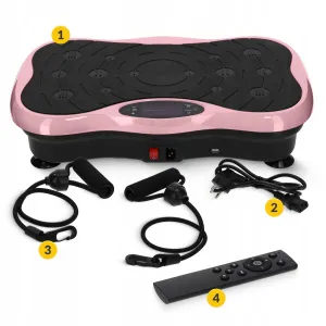 Віброплатформа для тренувань 4FIZJO Ultra+ з пультом та еспандерами Black/Pink - фото 99699