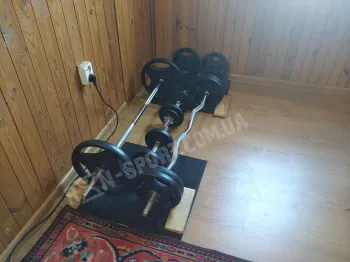 Скамья для жима ReadMeBlack + Штанга металлическая 83 кг, гриф W, гантели RN-Sport (RMB-83m) - фото 99962