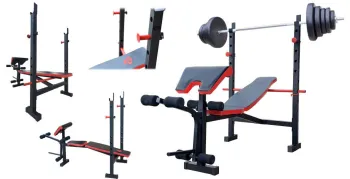 Скамья для жима универсальная ReadMeBlack + штанга 75 кг RN-Sport (RMB-75) - фото 100191