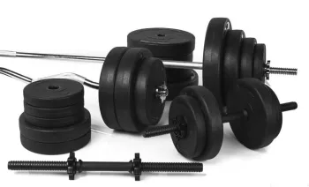 Професійна лава зі стійками RN-Sport black rock + 4 грифа, 80 кг млинців - фото 100260