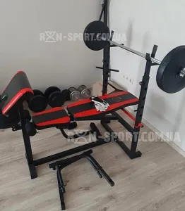 Скамья для жима с тягой, 4 грифа, 100 кг блинов RN-Sport (ES1070_100) - фото 100339