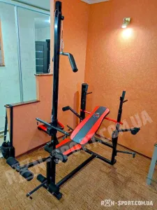 Лавка з верхньою тягою + 4 грифи + 75 кг дисків з ABS покриттям - фото 100377