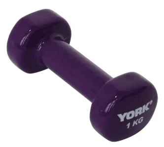 Гантелі для фітнесу вінілові круглі York Fitness 2х1кг фіолетовий - фото 103369