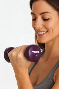Гантелі для фітнесу вінілові круглі York Fitness 2х1кг фіолетовий - фото 103371