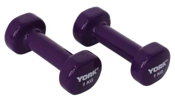 Гантелі для фітнесу вінілові круглі York Fitness 2х1кг фіолетовий - фото 