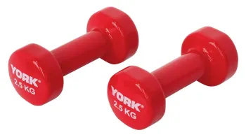 Гантелі для фітнесу вінілові круглі York Fitness 2х2,5кг червоний - фото 103383