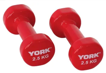 Гантелі для фітнесу вінілові круглі York Fitness 2х2,5кг червоний - фото 