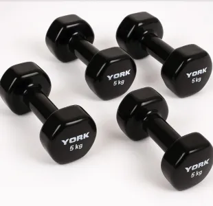 Гантелі для фітнесу вінілові круглі York Fitness 2х5кг чорний - фото 