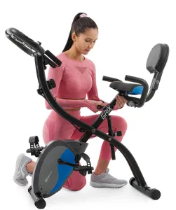 Велотренажер магнітний Hop-Sport HS-3010X Grix X-Bike з еспандерами чорно-синій - фото 104152