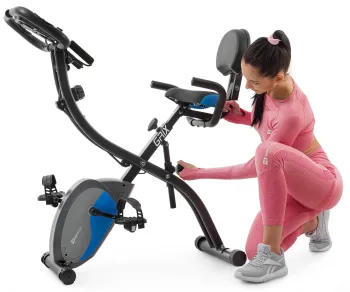 Велотренажер магнітний Hop-Sport HS-3010X Grix X-Bike з еспандерами чорно-синій - фото 104153