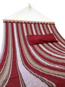 Гамак із планкою Siesta Red XXL 200х150 WCG Стьобана тканина + подушка (H00-1R) - фото 105516