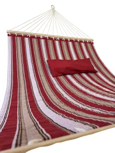 Гамак із планкою Siesta Red XXL 200х150 WCG Стьобана тканина + подушка (H00-1R) - фото 105517
