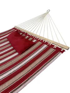 Гамак із планкою Siesta Red XXL 200х150 WCG Стьобана тканина + подушка (H00-1R) - фото 105518