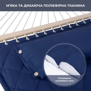 Стійка для гамака 50х50 + Двомісний гамак SOFT синій XXL 200x140 з планками (W-5050H05-1) - фото 105788