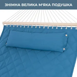 Стійка для гамака 50х50 + Двомісний гамак SOFT блакитний XXL 200x140 з планками (W-5050H05-2) - фото 105796