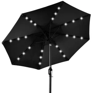 Парасоля садова 3 м з LED-підсвіткою та сонячною панеллю (чорний) (W-7016BL) - фото 106240