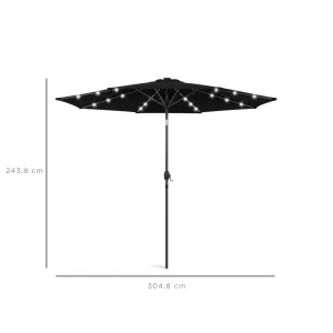 Парасоля садова 3 м з LED-підсвіткою та сонячною панеллю (чорний) (W-7016BL) - фото 106241