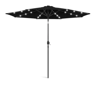 Парасоля садова 3 м з LED-підсвіткою та сонячною панеллю (чорний) (W-7016BL) - фото 