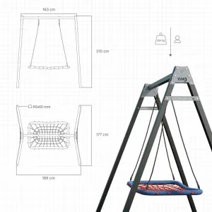 Каркас для дитячої гойдалки  WCG 1 Elite 60х60 Play Frame + Гойдалка гніздо Elips WCG 108 х 83 см (EPF-1-197) - фото 106666