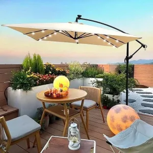 Парасоля садова з LED-підсвіткою 2,5м x 2,5м Бежева + чохол WCG (W-7055LED-BE) - фото 106766