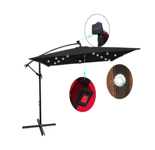 Парасоля садова з LED-підсвіткою 2,5м x 2,5м Чорна + чохол WCG (W-7055LED-BL) - фото 106777