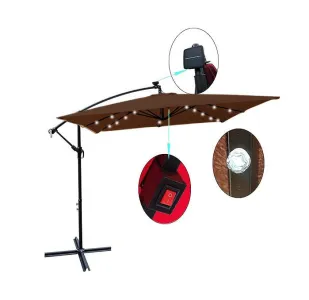 Парасоля садова з LED-підсвіткою 2,5м x 2,5м Коричневий + чохол WCG (W-7055LED-BR) - фото 106782
