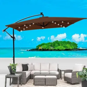 Парасоля садова з LED-підсвіткою 2,5м x 2,5м Коричневий + чохол WCG (W-7055LED-BR) - фото 