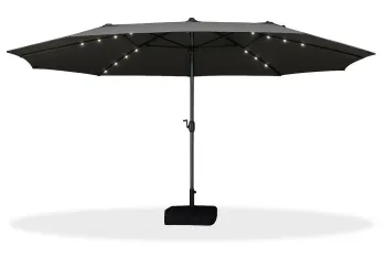 Потрійна садова парасоля WCG з LED-підсвіткою та сонячною панеллю 270×460 см (чорна) (W-7510BL) - фото 