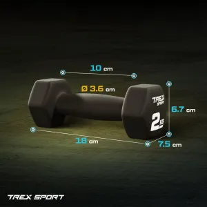 Гантелі неопренові TREX Sport TX-020VD 2x2кг (TX-020VD) - фото 112202