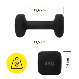 Гантелі вінілові Cornix Square 2 x 4 кг XR-0409 Black (XR-0409) - фото 112789