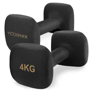 Гантелі вінілові Cornix Square 2 x 4 кг XR-0409 Black (XR-0409) - фото 