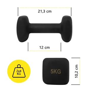 Гантелі вінілові Cornix Square 2 x 5 кг XR-0410 Black (XR-0410) - фото 112796