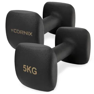 Гантелі вінілові Cornix Square 2 x 5 кг XR-0410 Black (XR-0410) - фото 
