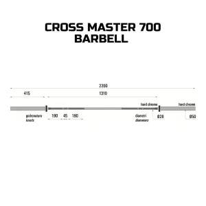 Гриф для штанги Toorx Max 700 Kg Cross Master 220 см 50 мм (BO-700) - фото 114545