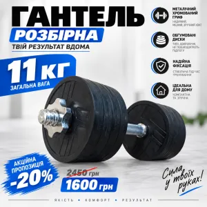 Гантель обгумована RN-Sport набірна 11 кг (RN35-8) - фото 