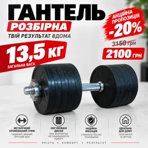 Гантель набірна обгумована RN-Sport 13.5 кг (RN35-10) - фото 
